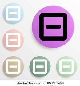 minus in the box badge color set. Simple glyph, flat vector of web icons for ui and ux, website or mobile application