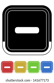 Minus button retro colors square
