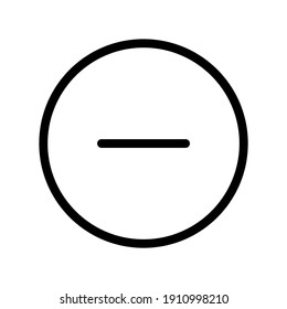 Minus in circle button Icon in black, delete music icons. illustration for web or app, isolated on white background sign is in Line Style, symbol zoom out in circle. Vector EPS 10.