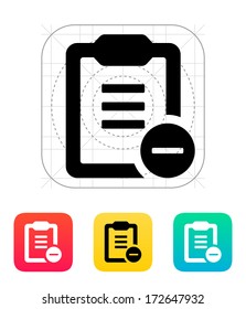 Minus clipboard icon. Vector illustration.