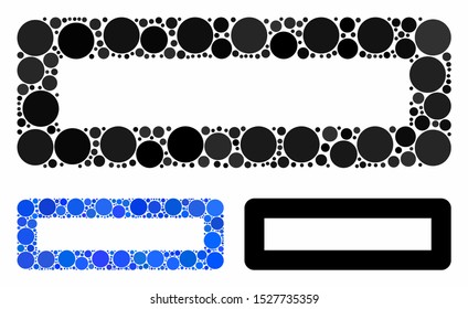 Minus composition of filled circles in different sizes and color tinges, based on minus icon. Vector filled circles are united into blue composition. Dotted minus icon in usual and blue versions.