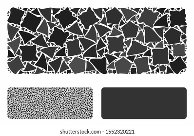 Minus composition of rugged elements in variable sizes and shades, based on minus icon. Vector rugged parts are composed into composition. Minus icons collage with dotted pattern.