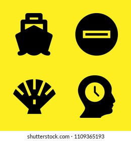minus, cruiser front view, profile and shell vector icon set. Sample icons set for web and graphic design