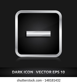 Minus delete close icon | color dark black silver metal grey white | icon set | abstract vector symbol | template design | shadows shiny | business button | abstract 3d