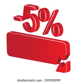 Minus five per cent (red) on a white background