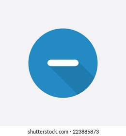 minus Flat Blue Simple Icon with long shadow, isolated on white background  