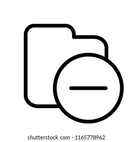 Minus folder icon. Delete file from folder. EPS 10.