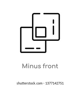 minus front vector line icon. Simple element illustration. minus front outline icon from shapes concept. Can be used for web and mobile