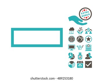 Minus icon with bonus pictogram. Vector illustration style is flat iconic bicolor symbols, grey and cyan colors, white background.