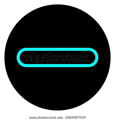 Minus icon in circle. Mathematical element. Turquoise sign in black. Calculator symbol. Vector illustration. Stock image.
