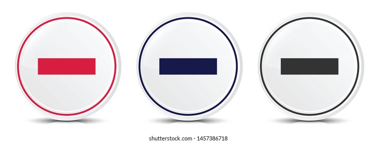 Minus icon crystal flat round button set illustration design isolated on white background