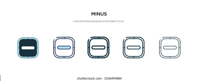 minus icon in different style vector illustration. two colored and black minus vector icons designed in filled, outline, line and stroke style can be used for web, mobile, ui