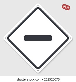 Minus icon. Flat design style. Made vector illustration. Emblem or label with shadow.