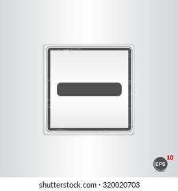 Minus icon. Flat design style. Made vector illustration. Emblem or label with shadow.