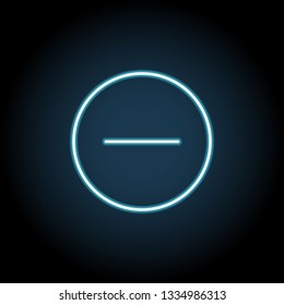 Minus icon in neon style. Simple thin line, outline vector of web, minimalistic icons for UI and UX, website or mobile application