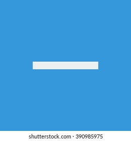Minus icon, on blue background, white outline, large size symbol