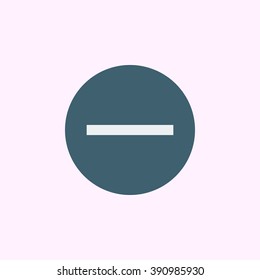Minus icon, on blue circle background, white outline