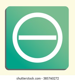 Minus icon, on button style green background, yellow light, shadow