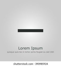 Minus icon, on grey background, dark outline, example text