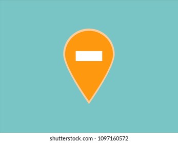 Minus icon on pin map location - vector illustration.