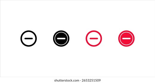 Ícone de subtração Conjunto de símbolos do sinal de contorno, ilustrações de vetor