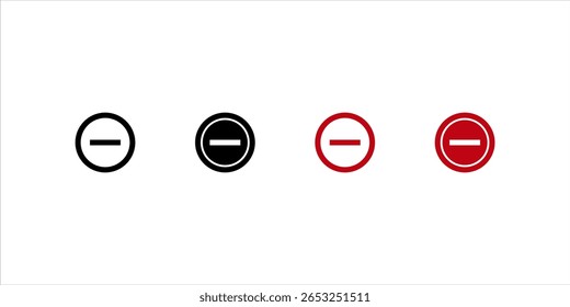 Ícone de subtração Conjunto de símbolos do sinal de contorno, ilustrações de vetor