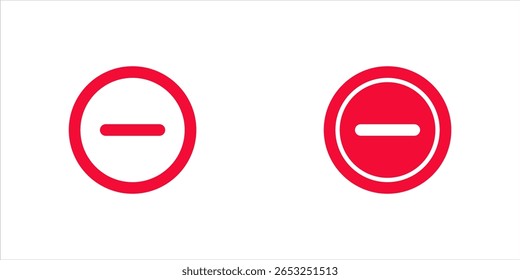 Minus icon Outline sign symbol set, vector illustrasi