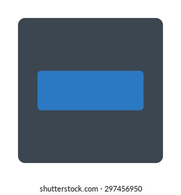 Minus icon from Primitive Buttons OverColor Set. This rounded square flat button is drawn with smooth blue colors on a white background.