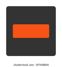 Minus icon from Primitive Buttons OverColor Set. This rounded square flat button is drawn with orange and gray colors on a white background.