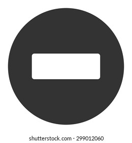 Minus icon from Primitive Round Buttons OverColor Set. This round flat button is drawn with white and gray colors on a white background.