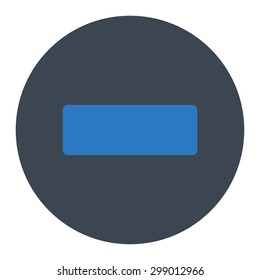 Minus icon from Primitive Round Buttons OverColor Set. This round flat button is drawn with smooth blue colors on a white background.