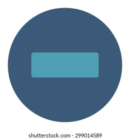 Minus icon from Primitive Round Buttons OverColor Set. This round flat button is drawn with cyan and blue colors on a white background.