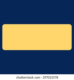 Minus icon from Primitive Set. This isolated flat symbol is drawn with yellow color on a blue background, angles are rounded.