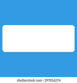 Minus icon from Primitive Set. This isolated flat symbol is drawn with white color on a blue background, angles are rounded.