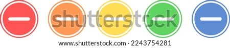 Minus icon set. Subtract icon in various colors.