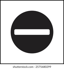 Minus icon in simple and stroke style in circle with black and white color. 