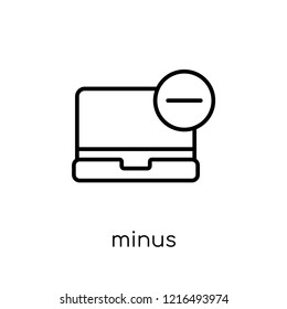minus icon. Trendy modern flat linear vector minus icon on white background from thin line collection, outline vector illustration