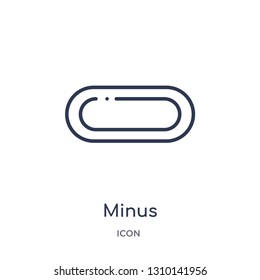minus icon from user interface outline collection. Thin line minus icon isolated on white background.