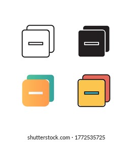 minus icon vector illustration with different style color. isolated on white background