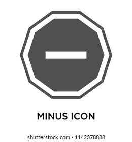 Minus icon vector isolated on white background for your web and mobile app design, Minus logo concept