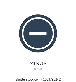 minus icon vector on white background, minus trendy filled icons from Signs collection, minus vector illustration