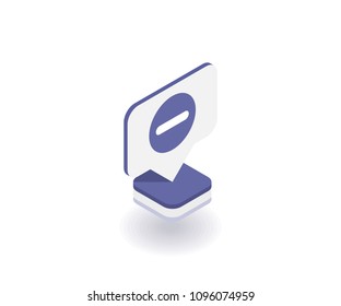 Minus icon, vector symbol in flat isometric 3D style isolated on white background. Social media illustration.