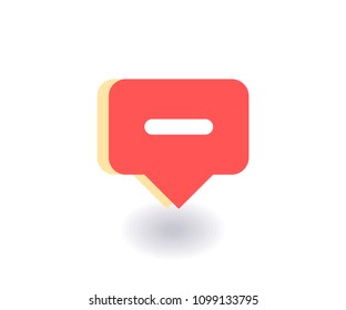 Minus icon, vector symbol in flat style isolated on red background. Social media illustration.