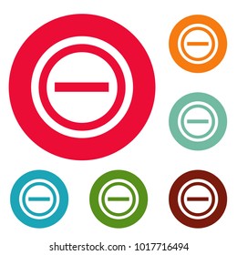Minus icons circle set vector isolated on white background