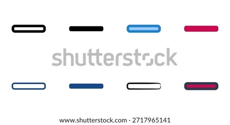 Minus icons set multiple style collection. Editable stroke 
