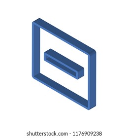 Minus isometric left top view 3D icon