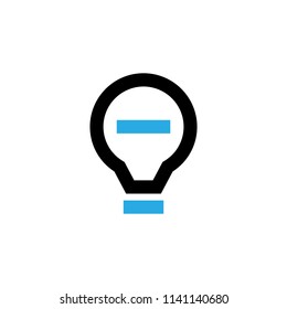 Minus and lamp vector icon. Pictogram from set Smartphone Essentials. Isolated on white background