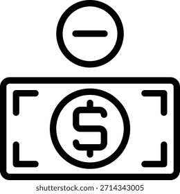 Vector de ilustración de icono de línea menos