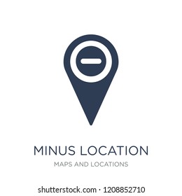 Minus Location icon. Trendy flat vector Minus Location icon on white background from Maps and Locations collection, vector illustration can be use for web and mobile, eps10
