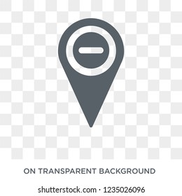 Minus Location icon. Trendy flat vector Minus Location icon on transparent background from Maps and Locations collection. 